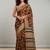 Black floral printed jute casual saree with blouse piece