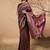 Purple printed silk blend ethnic saree with blouse piece