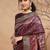 Purple printed silk blend ethnic saree with blouse piece
