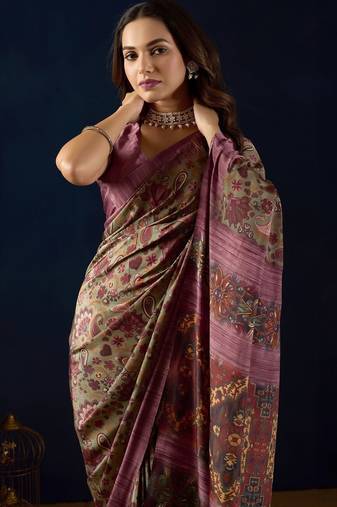 Multi printed crepe casual saree with blouse piece