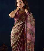 Multi printed crepe casual saree with blouse piece