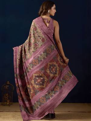 Multi printed crepe casual saree with blouse piece 4
