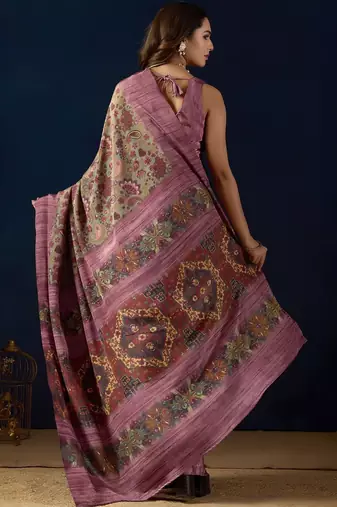 Multi printed crepe casual saree with blouse piece