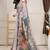 Grey printed linen casual saree with blouse piece