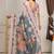 Grey printed linen casual saree with blouse piece