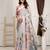 Grey printed linen casual saree with blouse piece