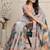 Grey printed linen casual saree with blouse piece