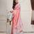 Pink printed linen casual saree with blouse piece