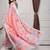 Pink printed linen casual saree with blouse piece
