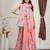 Pink printed linen casual saree with blouse piece