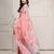 Pink printed linen casual saree with blouse piece