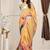 Yellow printed linen casual saree with blouse piece