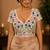 Women's white real mirror work navratri blouse | heavy beads embroidered italian silk choli