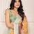 Yellow printed linen casual saree with blouse piece
