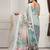 Sea green printed linen casual saree with blouse piece