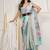 Sea green printed linen casual saree with blouse piece