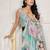 Sea green printed linen casual saree with blouse piece