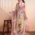 Yellow printed linen casual saree with blouse piece