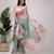Green printed linen casual saree with blouse piece