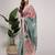 Green printed linen casual saree with blouse piece