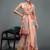 Peach printed linen casual saree with blouse piece