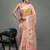 Peach printed linen casual saree with blouse piece