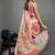 Peach printed linen casual saree with blouse piece