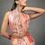 Peach printed linen casual saree with blouse piece