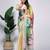 Green printed linen casual saree with blouse piece