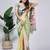 Green printed linen casual saree with blouse piece