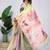 Green printed linen casual saree with blouse piece
