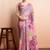 Peach printed linen casual saree with blouse piece