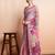 Peach printed linen casual saree with blouse piece