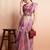 Peach printed linen casual saree with blouse piece