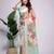 Sea green printed linen casual saree with blouse piece
