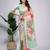 Sea green printed linen casual saree with blouse piece