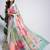 Sea green printed linen casual saree with blouse piece