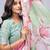 Sea green printed linen casual saree with blouse piece