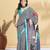 White printed crepe casual saree with blouse piece