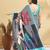White printed crepe casual saree with blouse piece