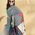 White printed crepe casual saree with blouse piece