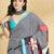 White printed crepe casual saree with blouse piece