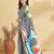 White printed crepe casual saree with blouse piece