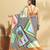 White printed crepe casual saree with blouse piece