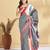 Pink printed crepe casual saree with blouse piece