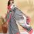 Pink printed crepe casual saree with blouse piece