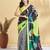 Green printed crepe casual saree with blouse piece
