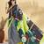 Green printed crepe casual saree with blouse piece