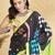 Green printed crepe casual saree with blouse piece