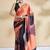 Orange printed crepe casual saree with blouse piece